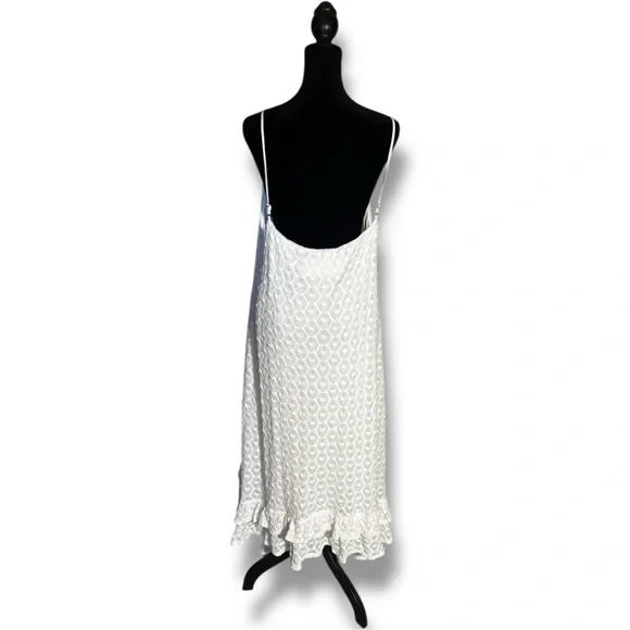 Anthropologie NEW Chic Asymmetrical White Lace Fully Lined Sleeveless Maxi Dress - Picture 7 of 16